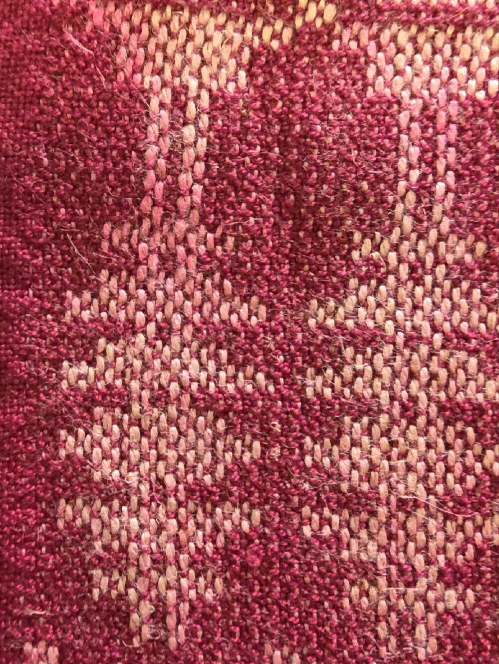 Handwoven Burgundy and Cream Patterned Table Runner